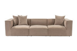 Atelier Del Sofa Sofá Sora 3 de 3 Plazas, Color Cappuccino, Tela 100% Lino, 270 cm Ancho